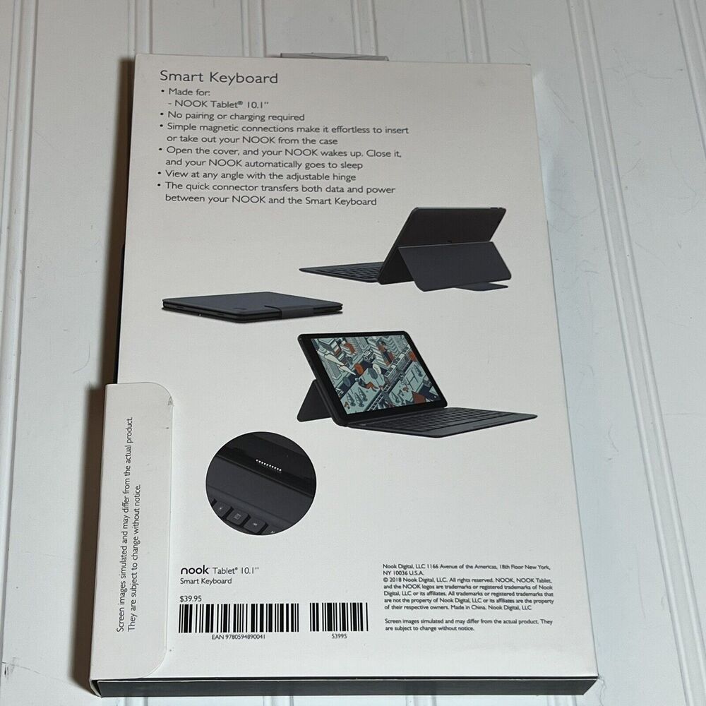 NOOK Tablet 10.1" Smart Keyboard w/Quick Connection & Screen Protector Set New - Picture 3 of 5